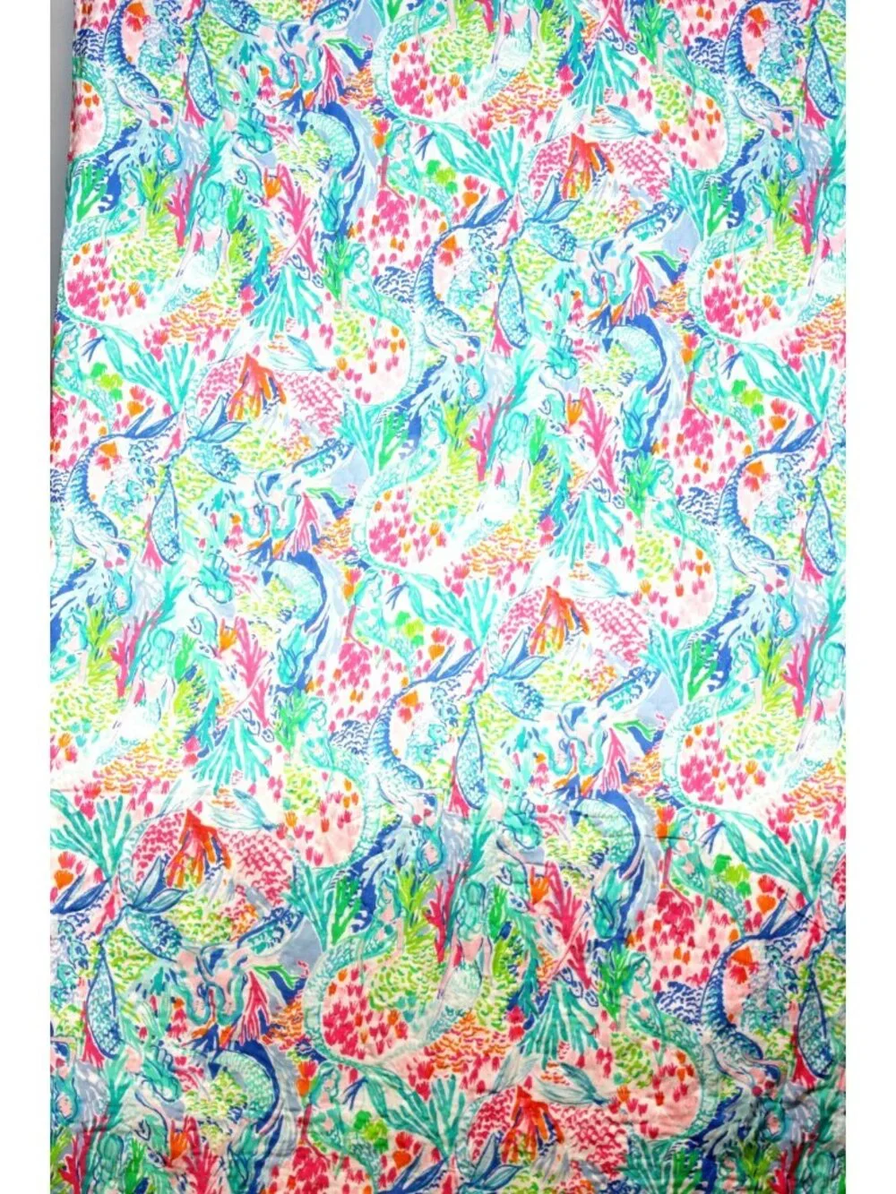 Pottery Barn Lilly Pulitzer Mermaid Cove Blanket Cover Full Size Double 86